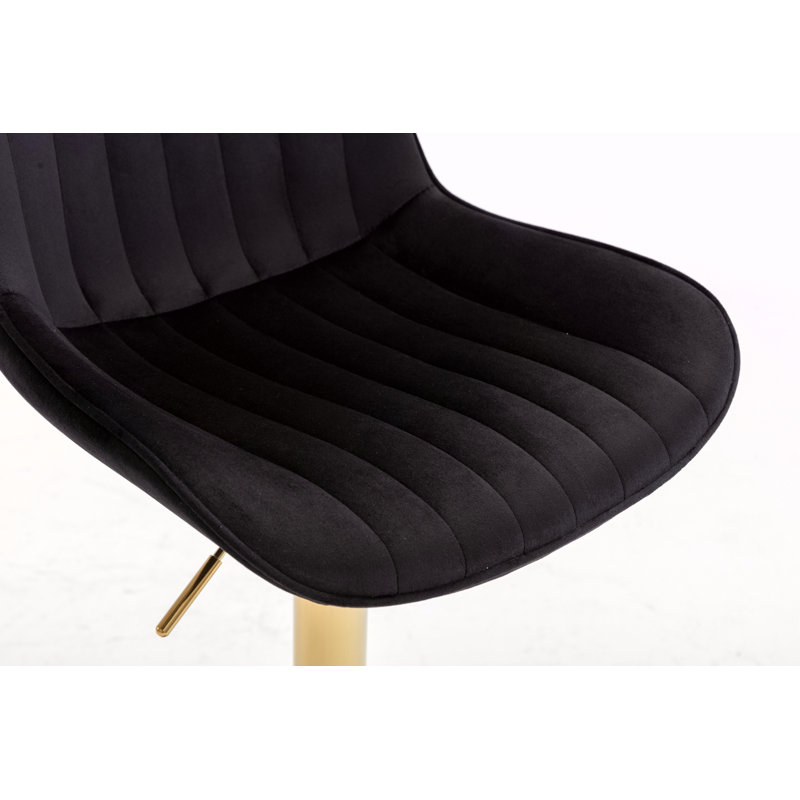 Ensemble de 2 tabourets de bar réglables en hauteur à hauteur réglable avec repose-pieds et base dorée, ensemble de 2