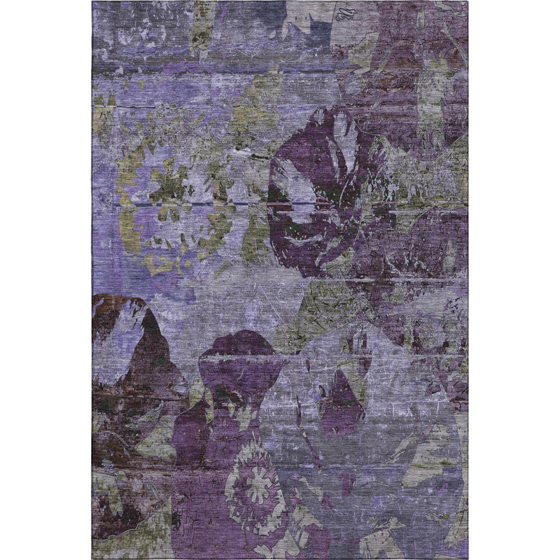 Tapis mauve Premium lavable à la machine Cerrito AMF555, Rectangle 10 pi x 14 pi