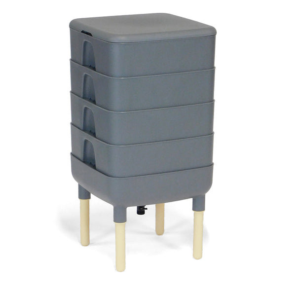 12 gallons gallons Bac à vers en plastique avec couvercle verrouillable, Gris