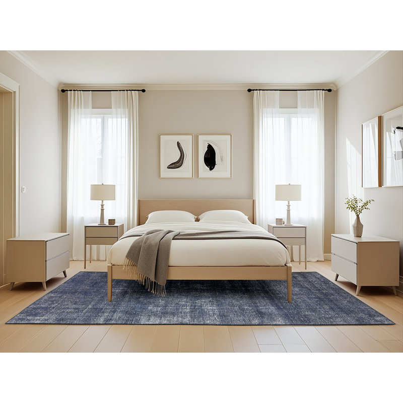 Tapis oriental bleu marine Jalbert, Rectangle 5 pi x 8 pi