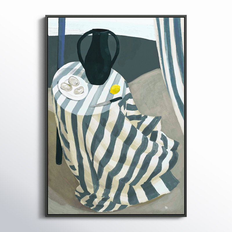 Oysters at the Beach by Marco Marella for Studio M - Framed Wall Art, 21" W x 30" H, White Framed Canvas