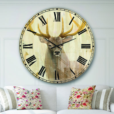 Swigart Goldern Deer III - Horloge murale campagnarde