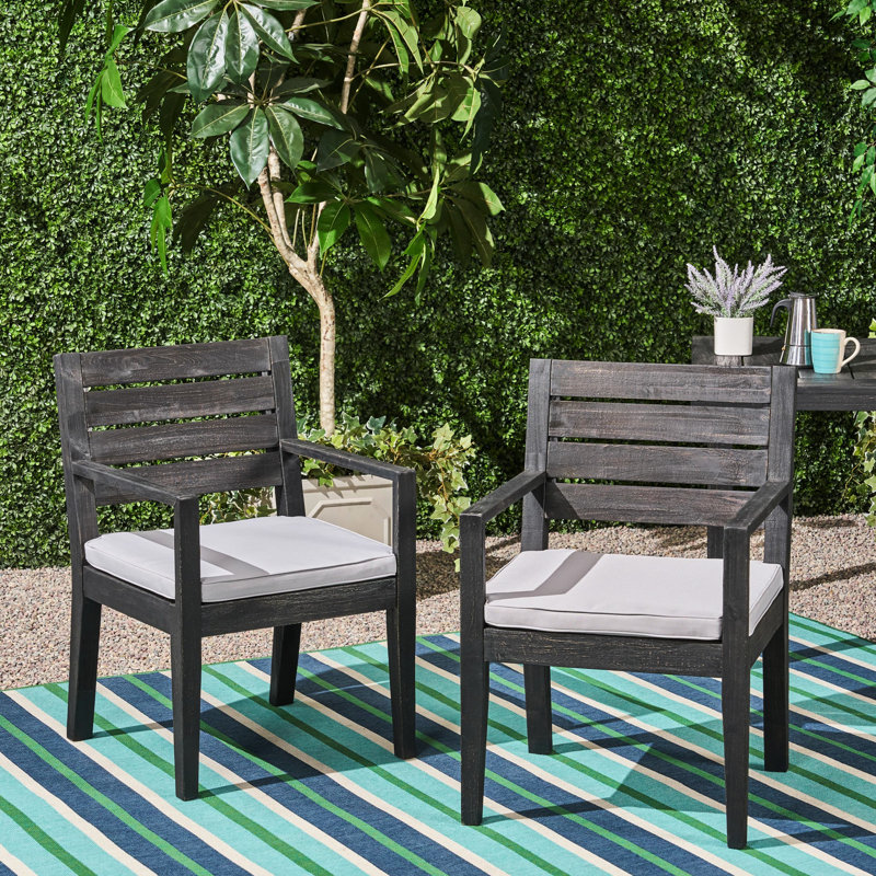 Chaise de salle à manger (2), gris foncé - bois avec coussins d'eau, idéale pour toutes les chaises de table (2) crème exquise fabriquée à la main