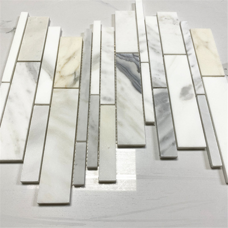 Calacatta 13" x 10" Marble Mosaic Tile, LIght Gray