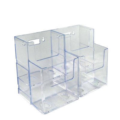 Two-Tier Four-Pocket Trifold Brochure Holder, 2-Pack