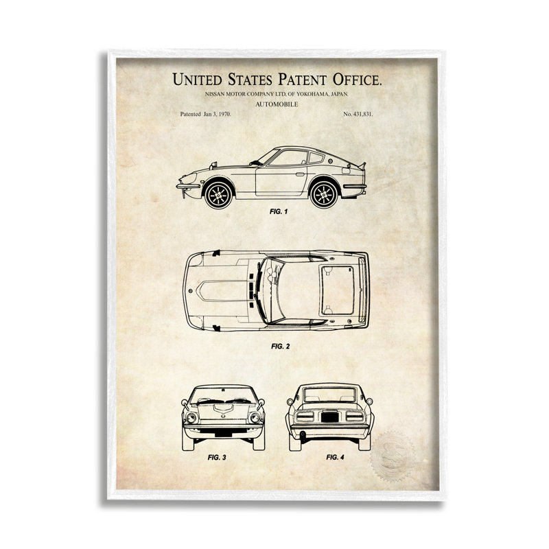 Schéma technique d'une automobile, Plaque murale, L 16 po x H 16 po