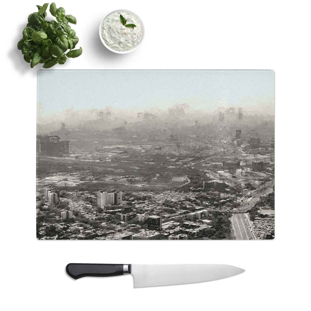 Tempered Glass Skyline in Mumbai India Chopping Board