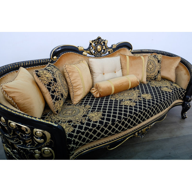 3 Pieces Bellagio Iii Sofa Set Black/gold Fabric