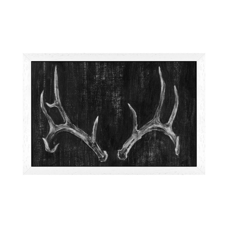 Rustic Antlers II by Ethan Harper - Print on Canvas, White Floater Framed, 101.6 cm H x 66.04 cm W