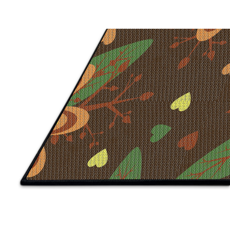 Tapis brun à motif floral Zayyan, Rectangle 5 pi x 8 pi