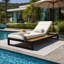 Chaise longue avec coussin pour patio près de la piscine