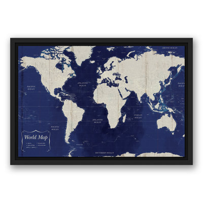 " Navy Blue World Map "