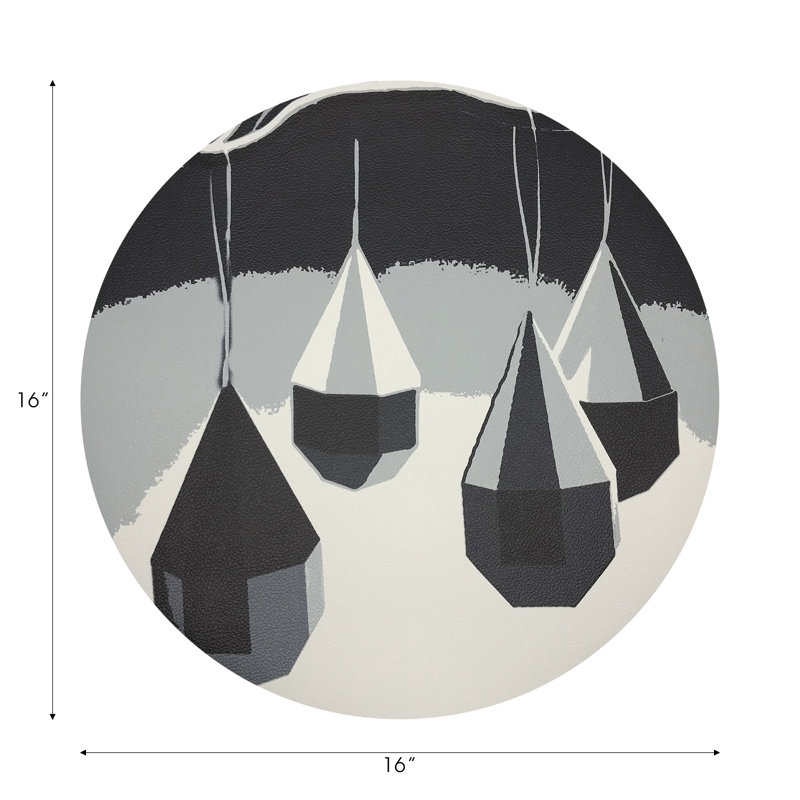 Ornaments Pebble 16" Vinyl Placemat, Black/White