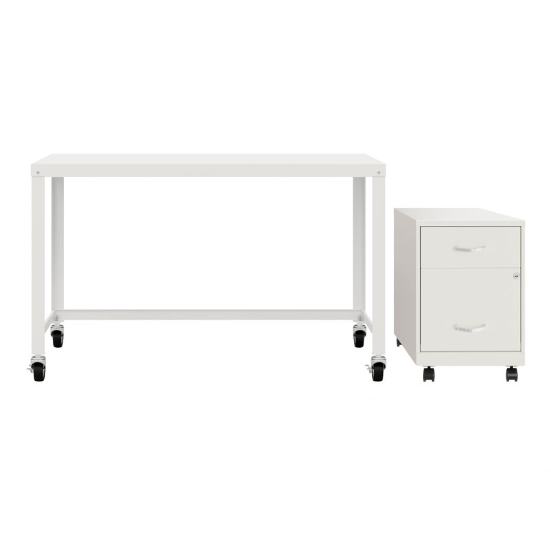 Home Office Desk and Storage Set, White