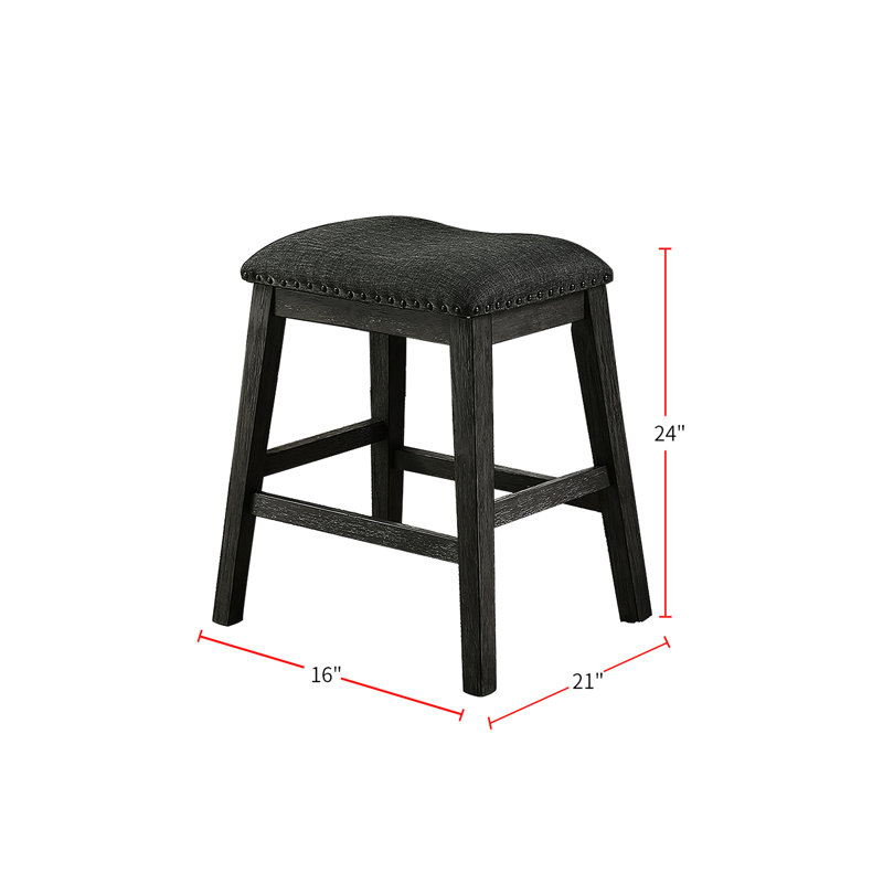 2 tabourets de comptoir rembourrés en tissu gris foncé - capacité de poids de 200 lb; nécessaire de salle à manger en bois massif avec 2 tabourets en lin gris