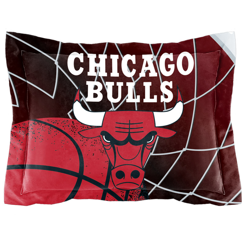Ensemble d'édredon et de taie décorative sous licence NBA Chicago Bulls, Édredon pour grand lit + 2 taies décoratives sta