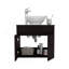 Meuble-lavabo vasque Manchester, deux tiroirs et tablette ouverte, noir-717368035