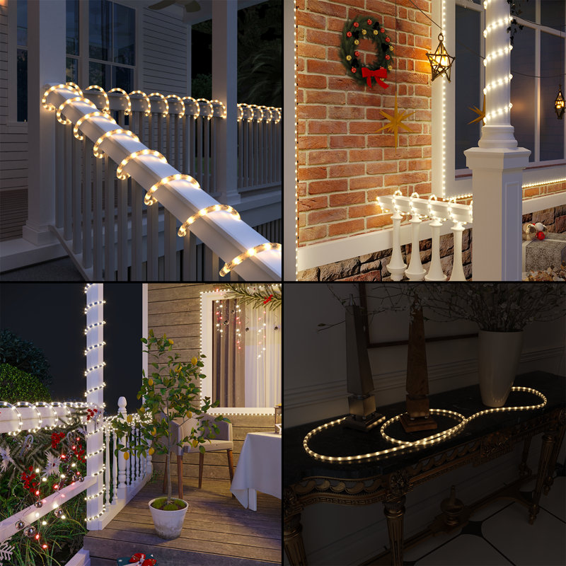 Cordon lumineux 32,8 pi, 120 V enfichable, débrochable, connectable, luminosité réglable, étanche IP65, télécommande avec modes dynamiques et minuterie