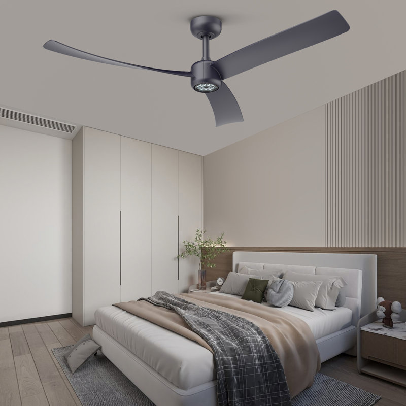 52 Inch Ceiling Fan With Led Night Light Remote Control, Espresso with Espresso Blades 