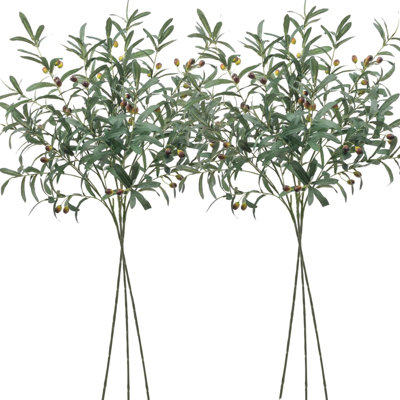 6 PCS fausses branches d'olivier pour vases de 39 po de long et longues tiges de verdure Faux olivier branches de feuilles d'olivier artificielles avec des olives Faux plante pour décoration de verdure de mariage