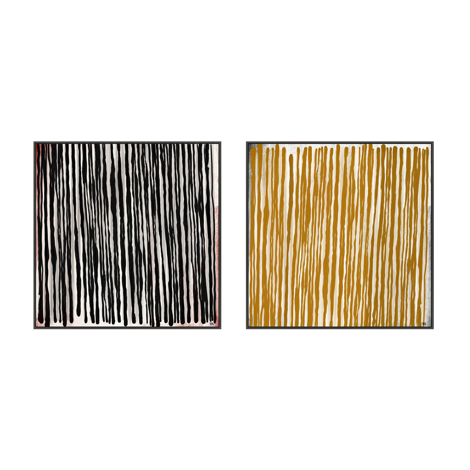 Waterfall 2-Piece Print Set by Marco Marella, 44" H x 44" W, Black Canvas Framed