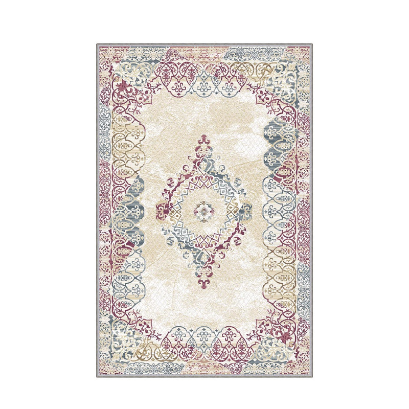 Luxurious Woven Area Rug, 5.9 x 9.2 ft, 100% Polyester, Antibacterial | Non-Slip PVC Felt Dot Underside, 0.3 in Pile Height | Machine Washable, 3D Digital Print, Perfect for Living Room & Bedroom Décor