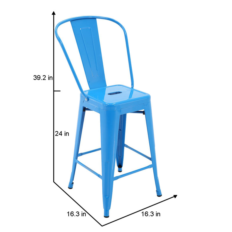 Tabouret de bar Nostrand, Bleu, 24” 