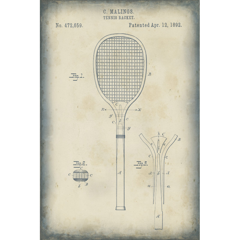 Patented Sport IV 1 Piece Wall Art on Canvas, 46 cm H x 30 cm W, Black Floater Framed