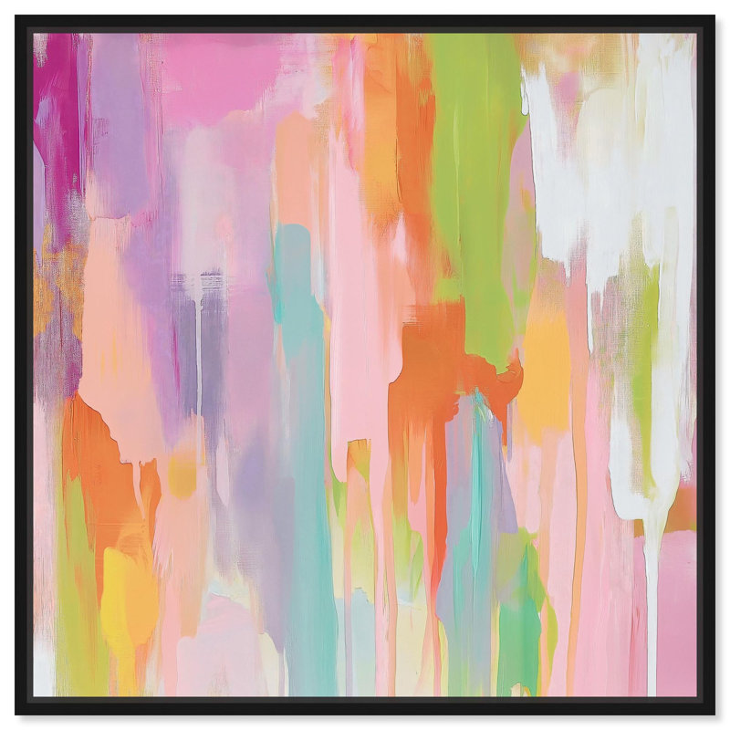Sanasa I, toile moderne de couleur abstraite par Art Remedy, Cadre flottant noir, H 21 po x l 21 po x P 1,8 po