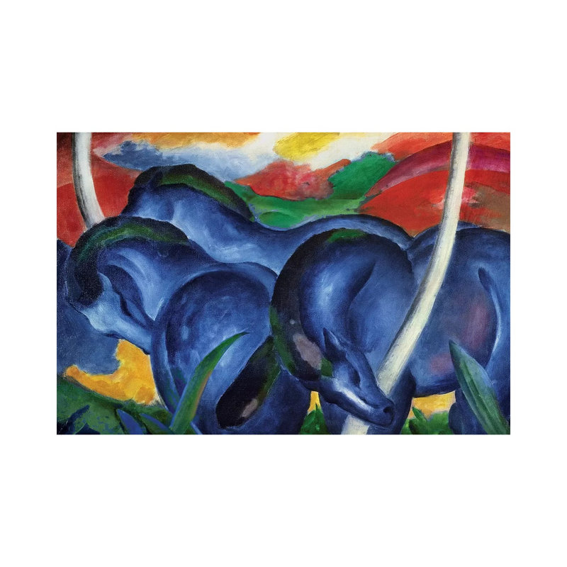 Big Blue Horses, 1911 by Franz Marc - Wrapped Canvas Painting, 30.48 cm H x 45.72 cm W