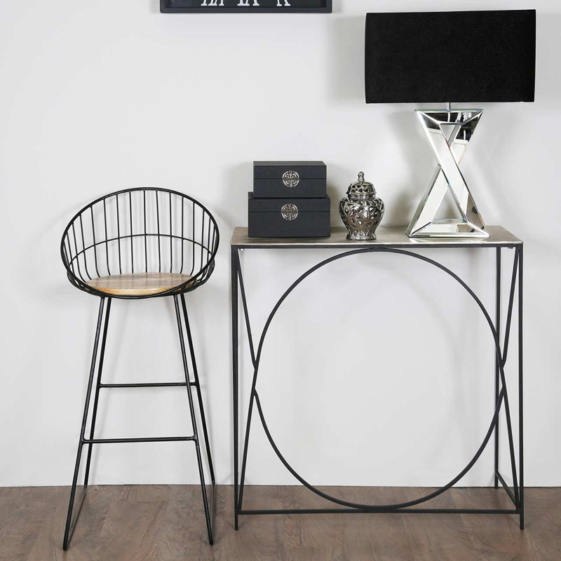 Console Table for Hallway Living Room Furniture, 90cm Slim Metal Entryway Table, Silver