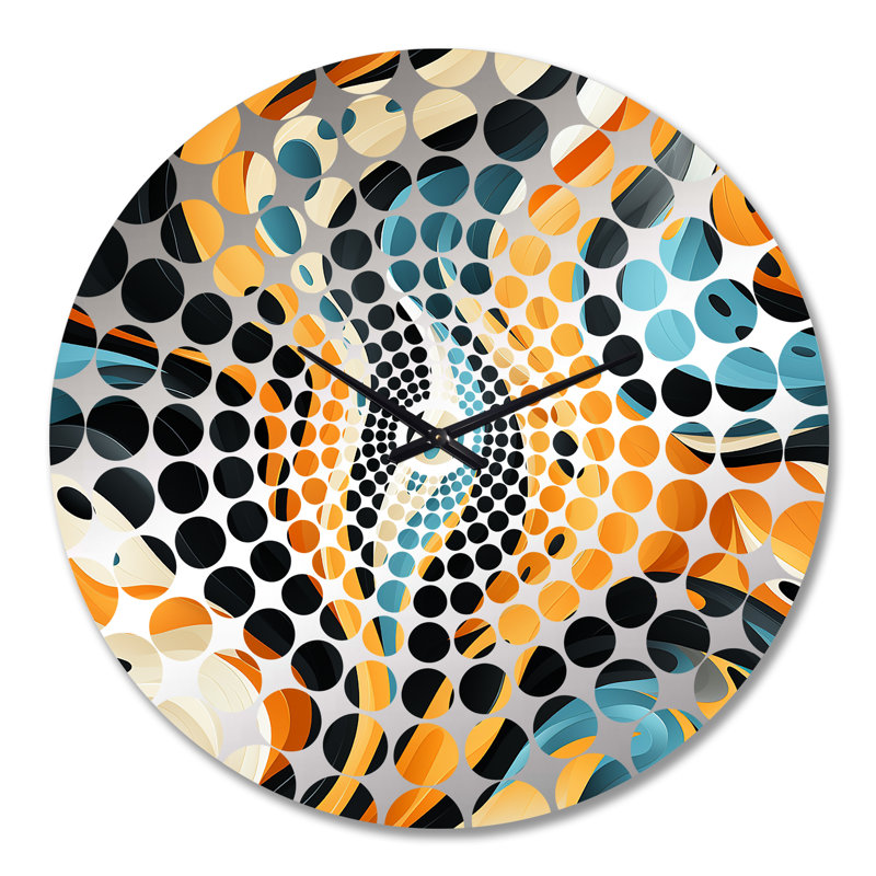 Futurisme rétro dans les vagues orange et bleues - Horloge murale abstraite, Très grand