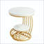 Table d'appoint ronde à 2 niveaux en faux marbre avec cadre doré
