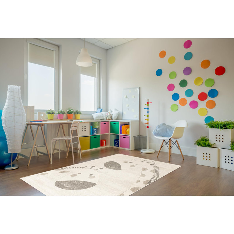  Tapis de dessin animé 5 pi x 7 pi | Tapis pour enfants | Beige brun