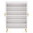 29.6” White & Gold Wooden Shoe Cabinet With Doors, 7-Tier Shoe Storage Organizer
