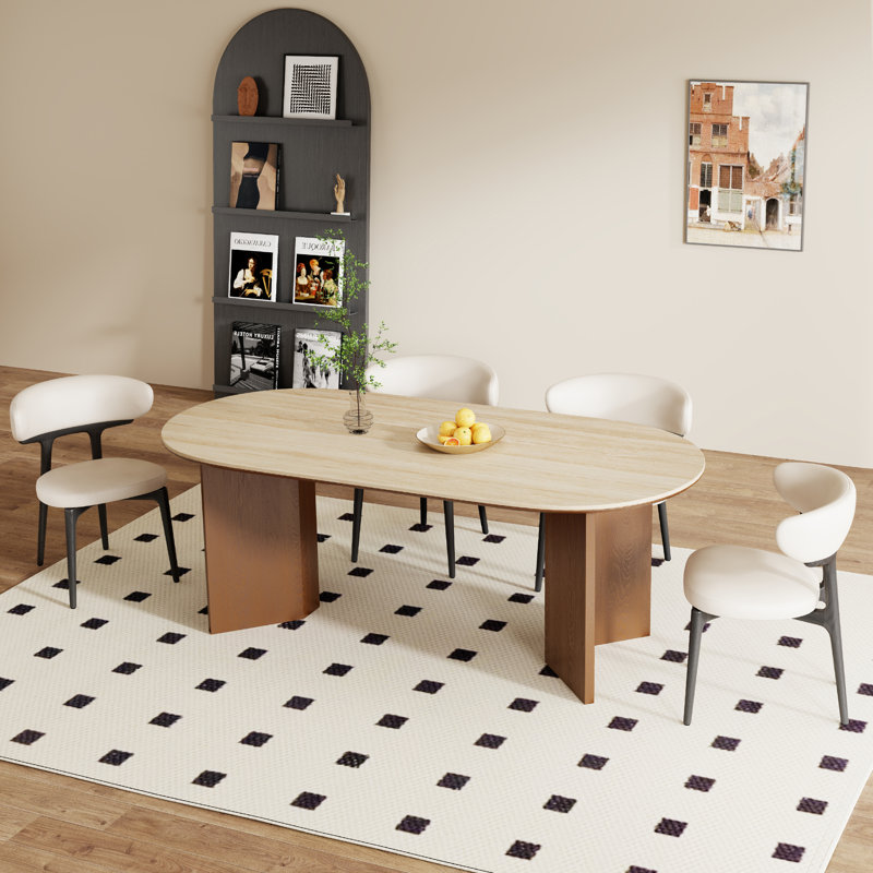 Ensemble de table de salle à manger 71 "Mid Century avec 6 chaises