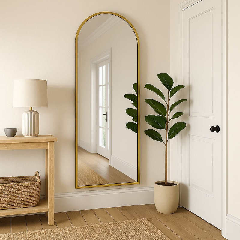 Akiko - Full Length Gold Arched Mirror - 150cm x 60cm, 60cm H x 160cm W, Gold