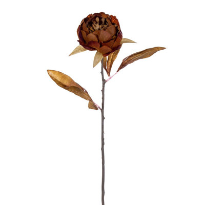 Vickerman 21" Artificial Red/Brown Peony Stem 6/Bag. Recommended for indoor use.