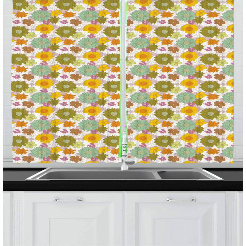 Floral Tailored Kitchen Curtain