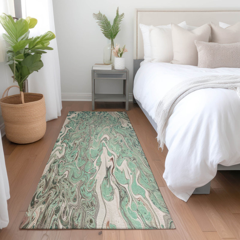 Premium Machine Washable Chananya Mint Rug, Runner 2'3" x 7'6"