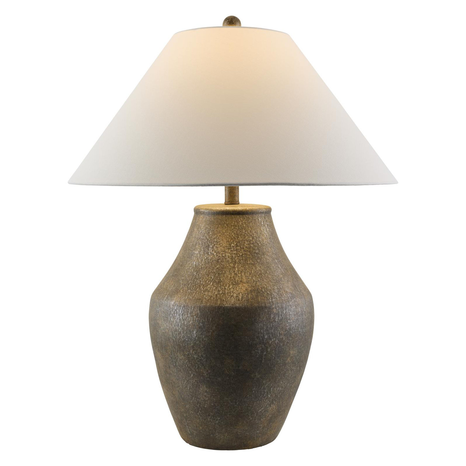 Batavia Ceramic Table Lamp, Brown, White