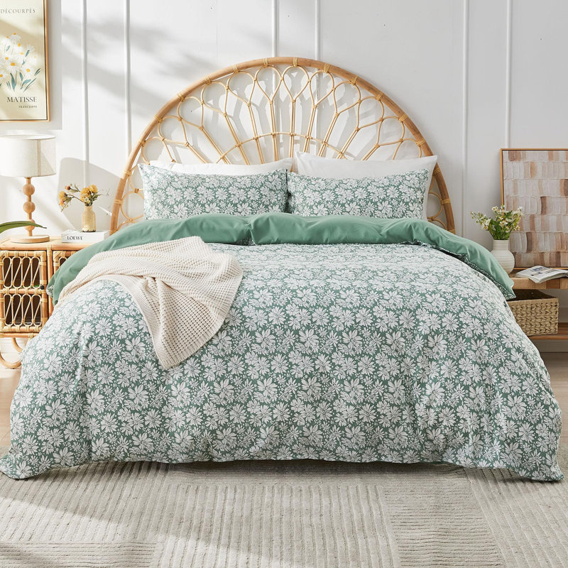 Ensemble de housse de couette pour très grand lit Gogreen, ensembles de literie pour très grand lit en microfibre douce et respirante, ensemble de housse de couette à motif très confortable avec fermeture à glissière (très grand)