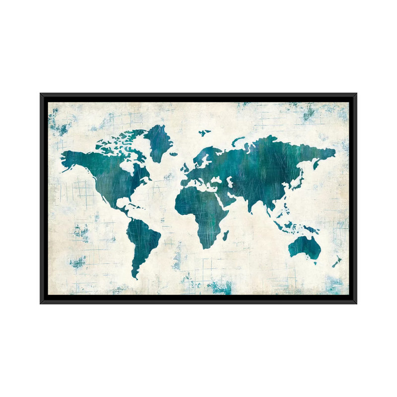 Découvrez le monde II, impression sur toile tendue, H 18 po x l 26 po x P 1,5 po, Toile avec cadre noir, Pas de tapis
