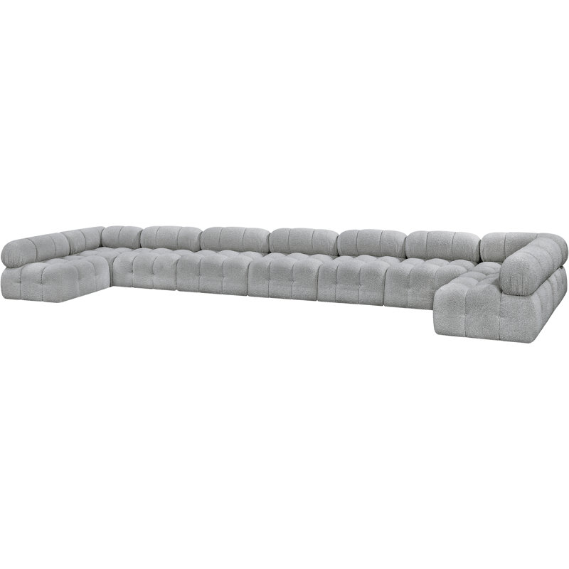 Ames 238" Upholstered Sectional, Grey Boucle Fabric