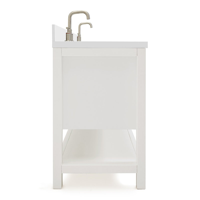 Bayhill 73'' W Double Vanity, Carrara White Quartz, White, Oval