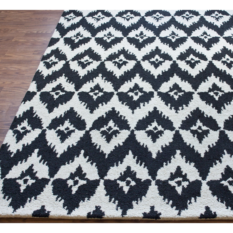 Tapis noir Ikat Adalise Cheveron, Rectangle 5 pi x 8 pi