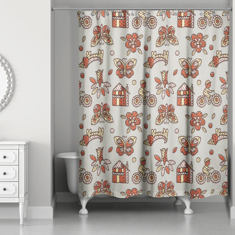Rideau de douche simple pour enfants Hamman, Gris / Orange