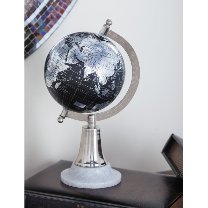 Globe en marbre et plastique cyan, Noir