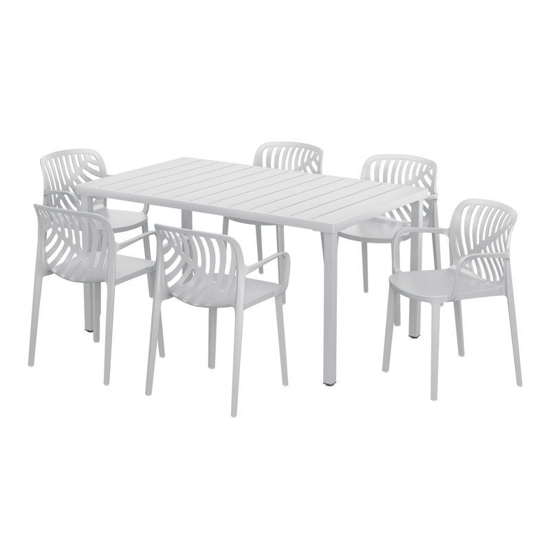 6-Person Outdoor Rectangular Dining Set, Gray