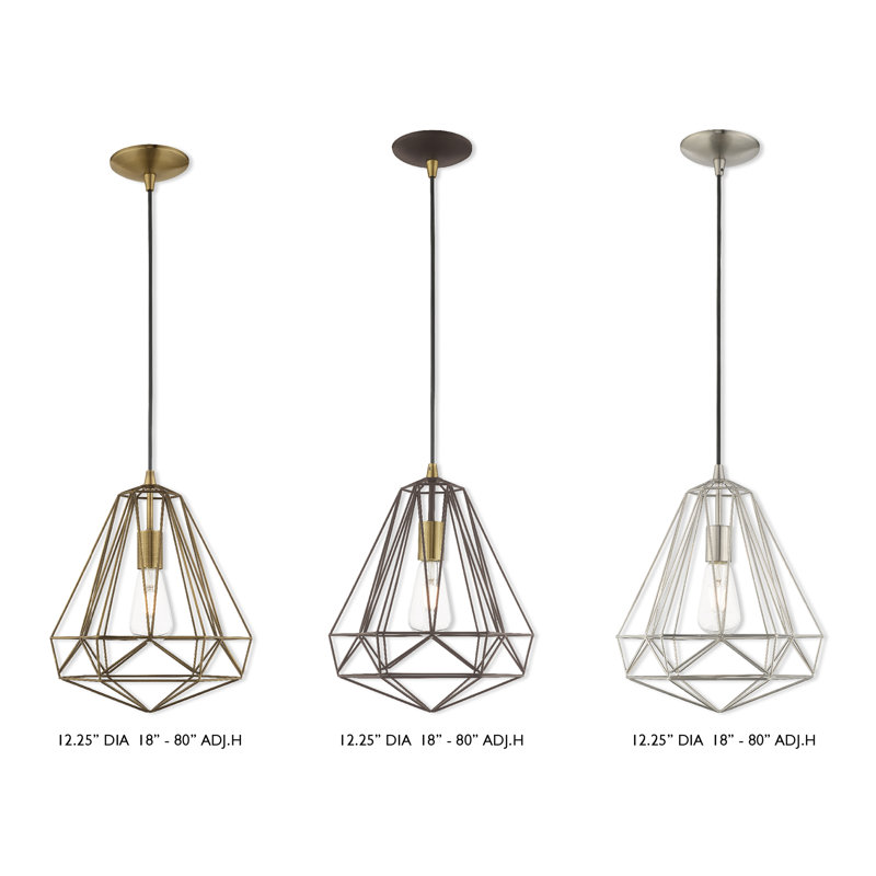 Luminaire suspendu géométrique à 1 lumière Lindgren, Laiton antique